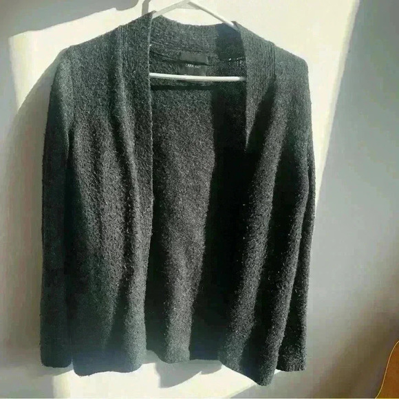Zara Women’s Knit Grey Open Cardigan Cabincore Sweater Small 8 - Picture 3 of 7